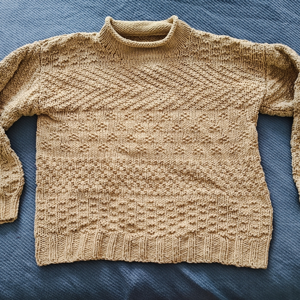 Hand Knit 100% Cotton Textured Sweater